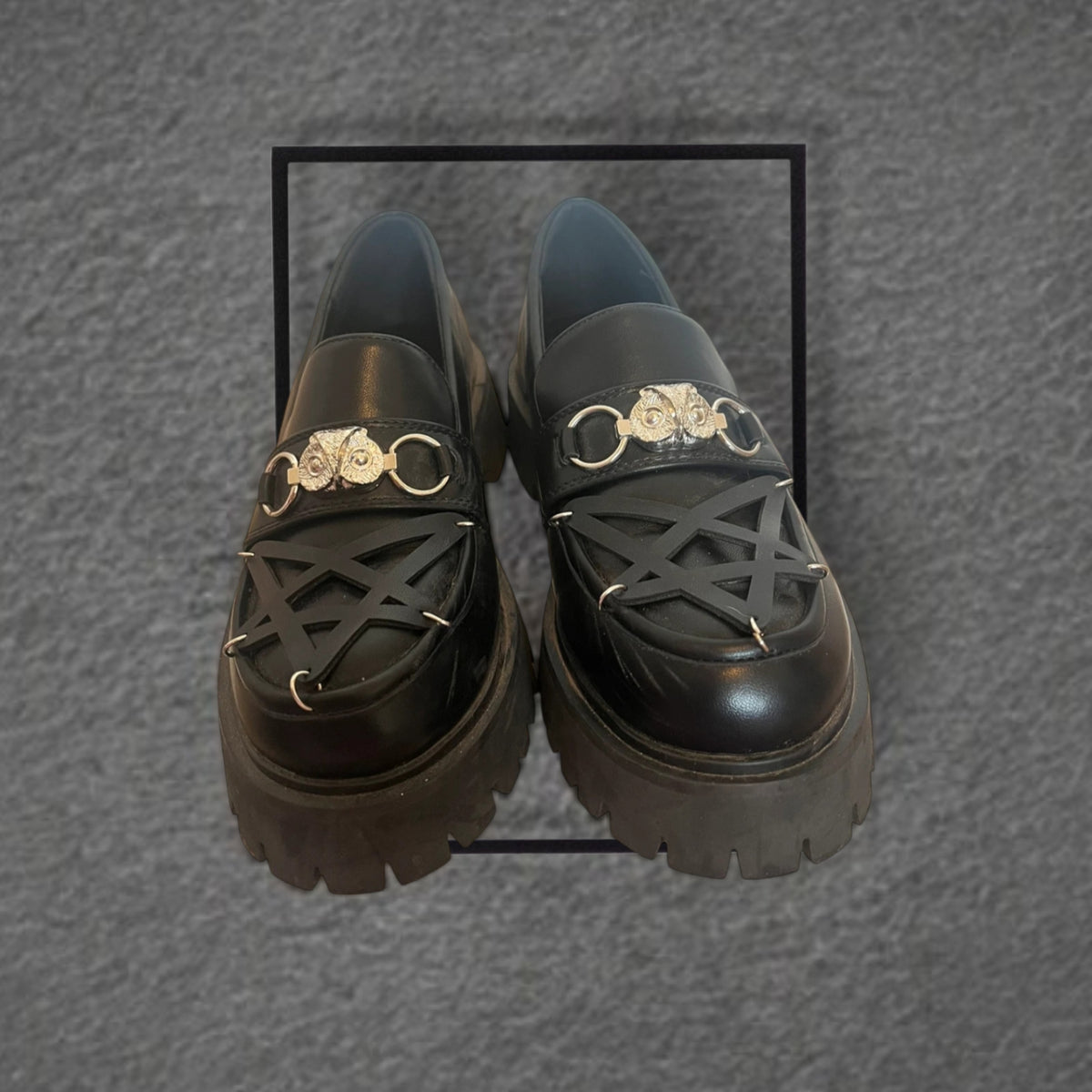 Koi Black Owl Pentagram Loafers